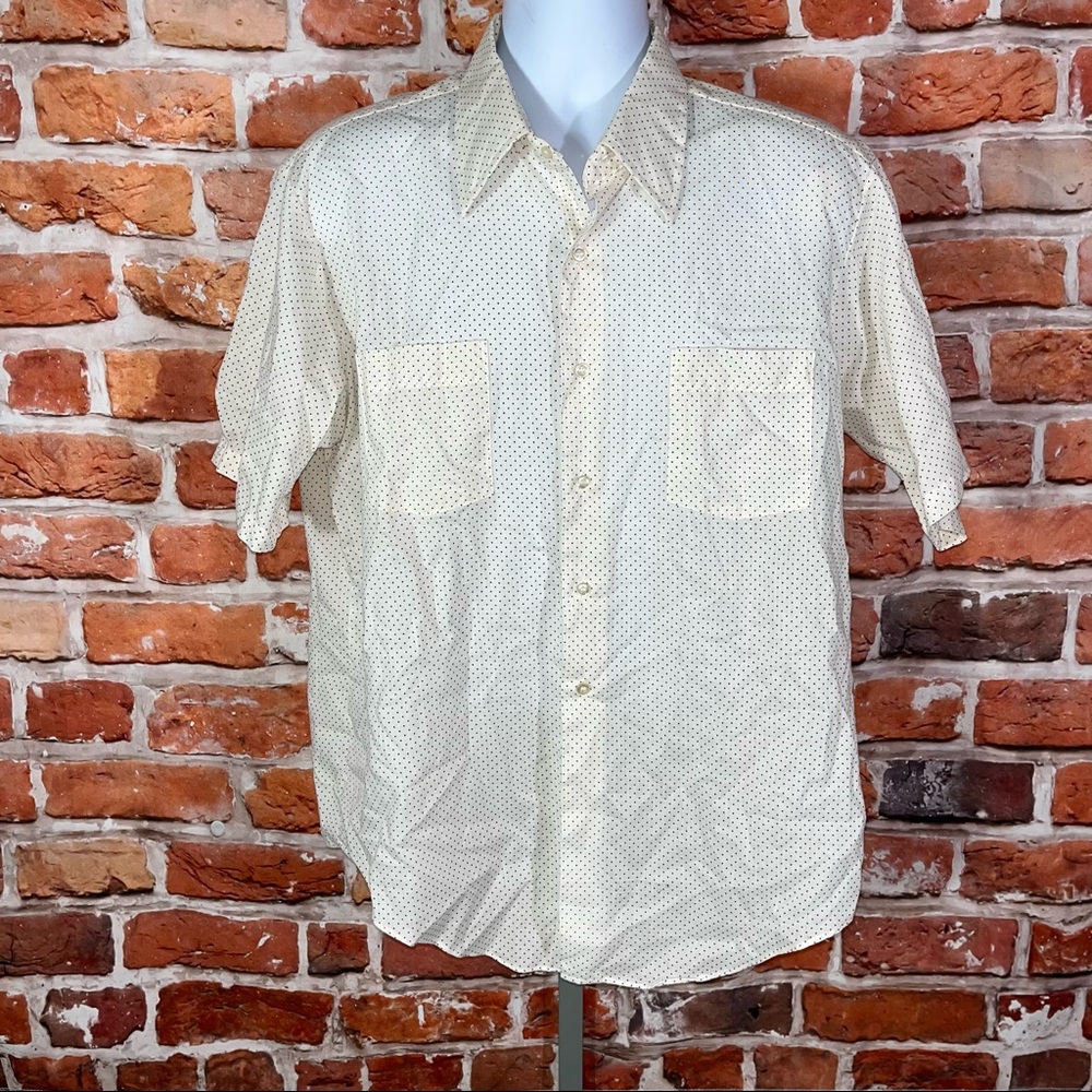 Vintage shirt Arrow Belmont Club mens brown button up small dot shirt size 17